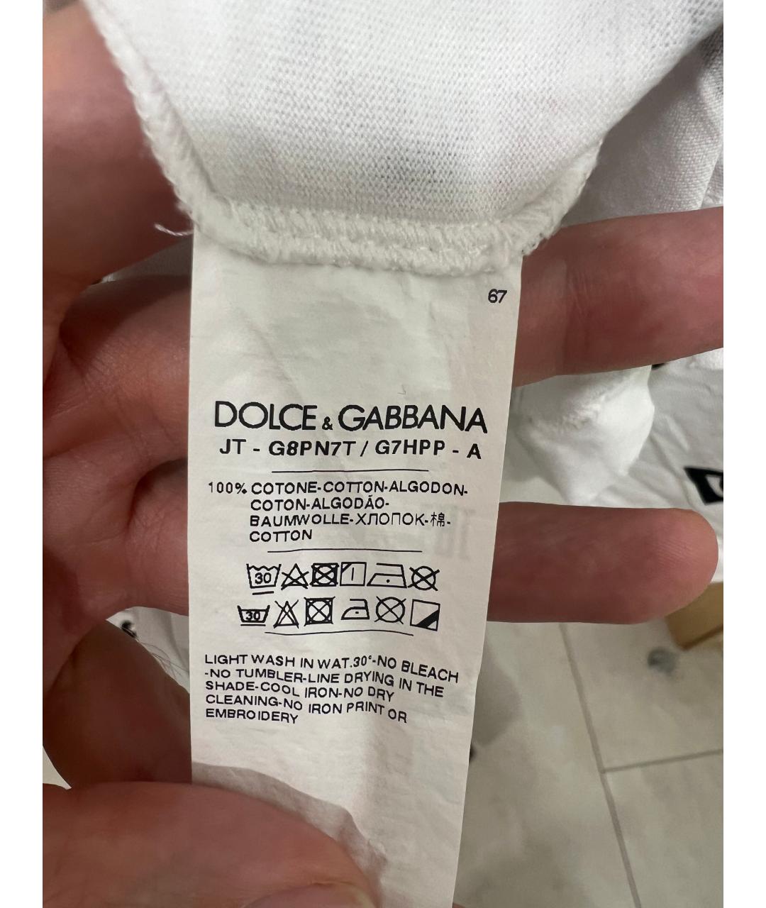 DOLCE&GABBANA Белая хлопковая футболка, фото 3