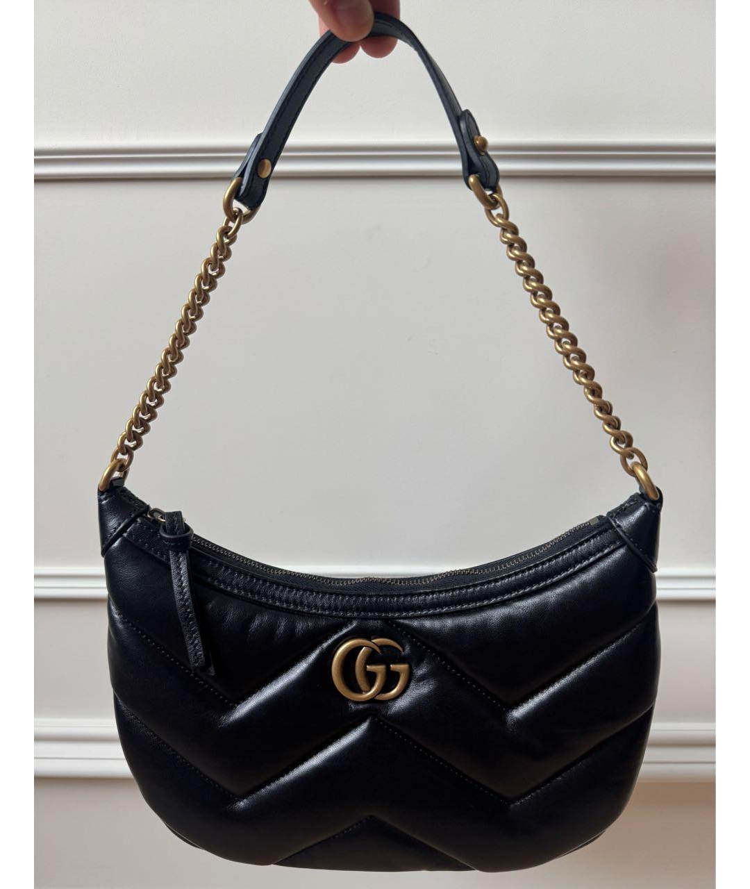 GUCCI Черная кожаная сумка через плечо, фото 9