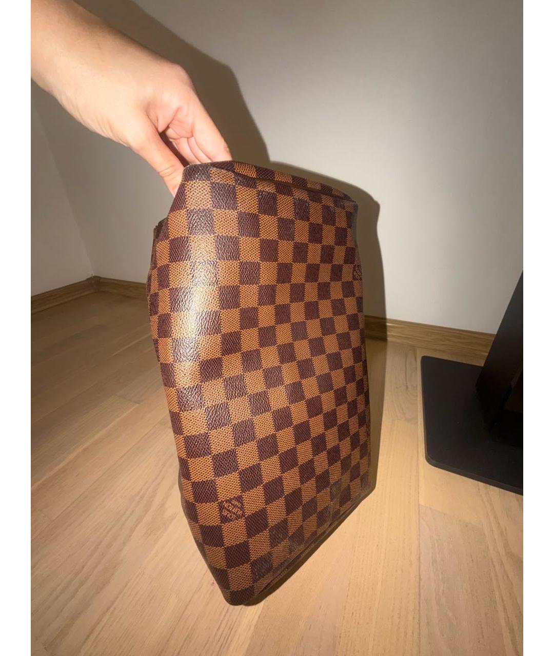 LOUIS VUITTON Коричневая кожаная сумка с короткими ручками, фото 6