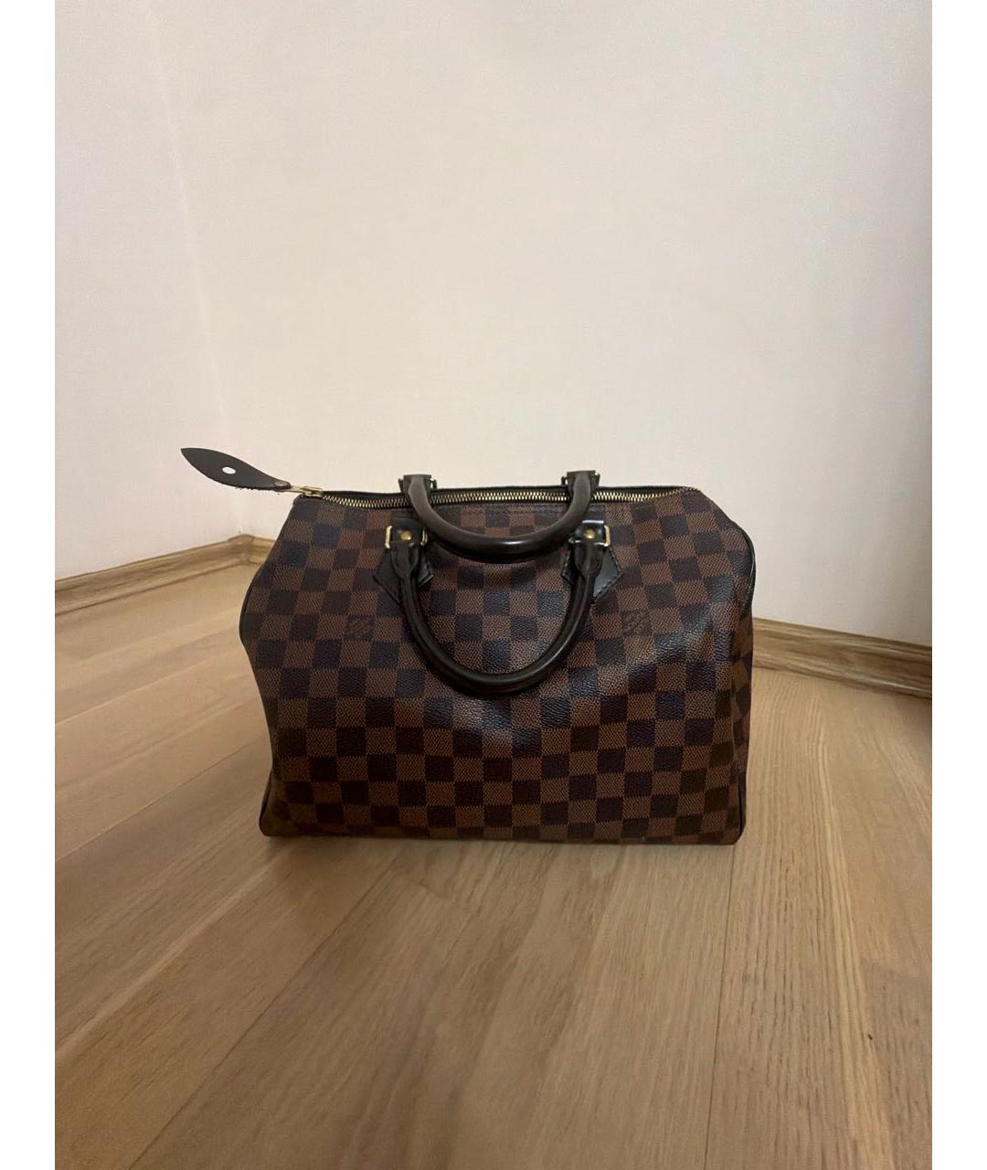 LOUIS VUITTON Коричневая кожаная сумка с короткими ручками, фото 8