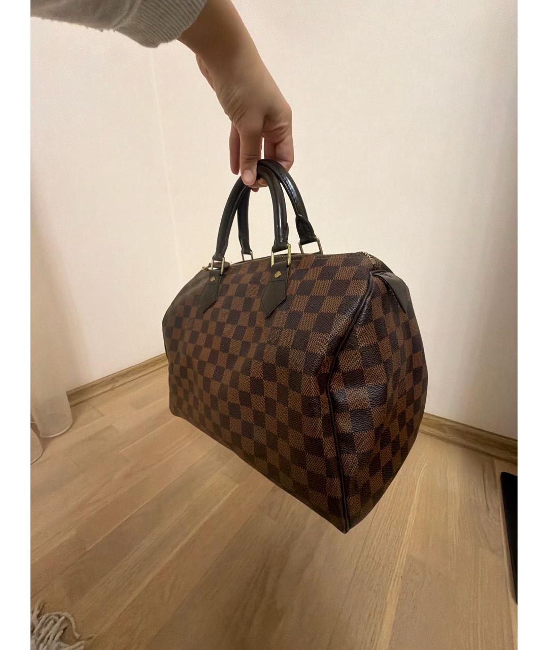 LOUIS VUITTON Коричневая кожаная сумка с короткими ручками, фото 2