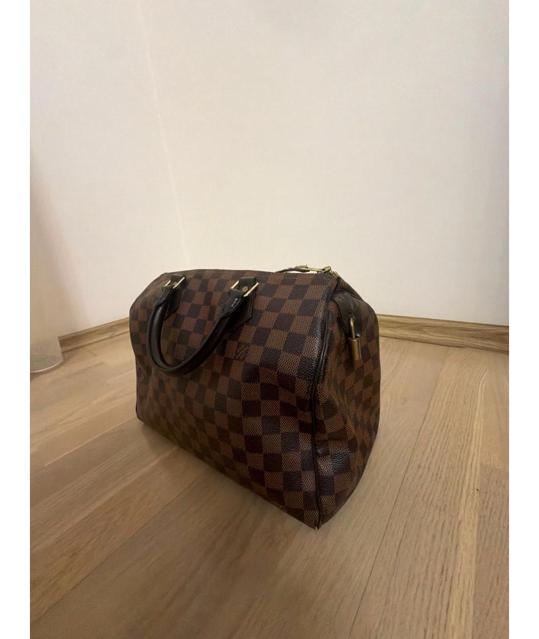 LOUIS VUITTON Коричневая кожаная сумка с короткими ручками, фото 3