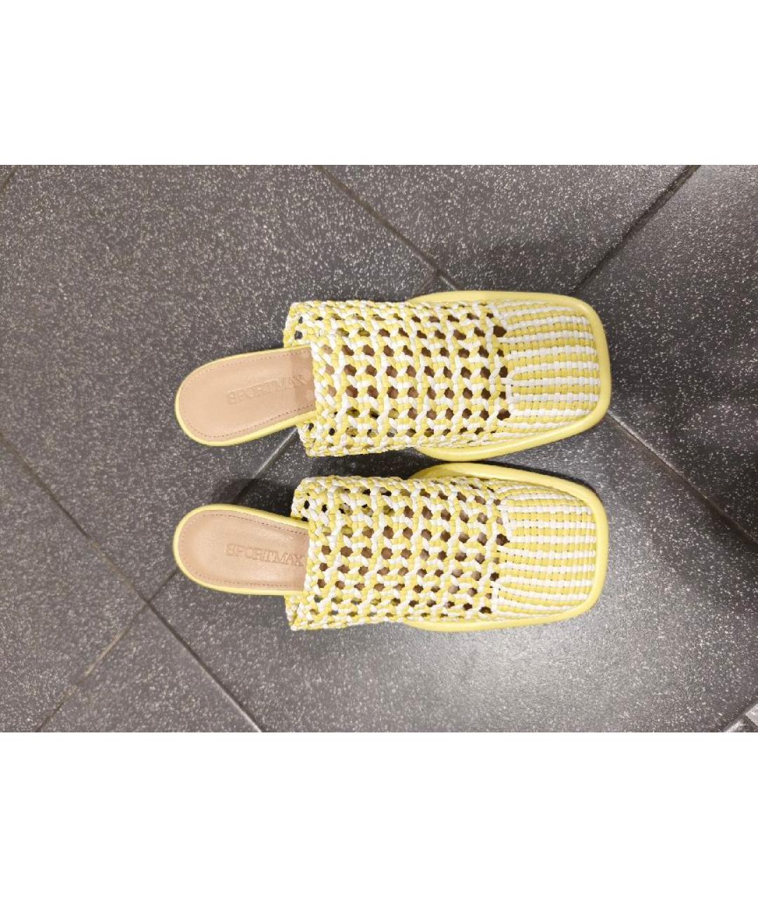 SPORTMAX Желтые кожаные мюли, фото 2