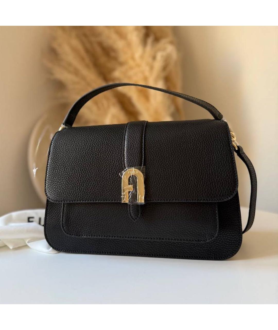 FURLA Черная кожаная сумка через плечо, фото 5