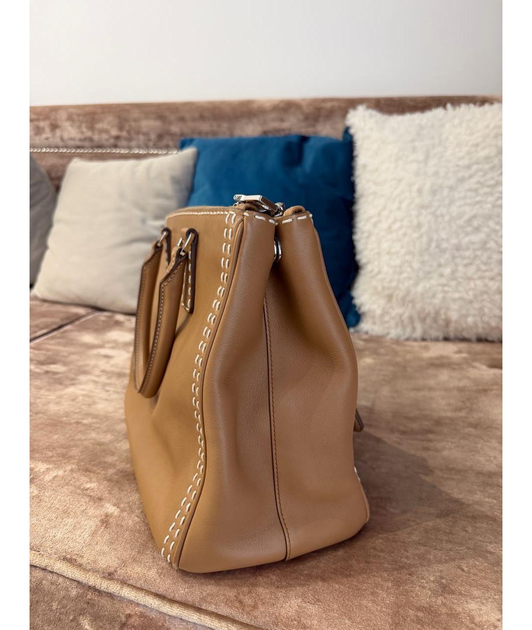 PRADA Бежевая кожаная сумка тоут, фото 4