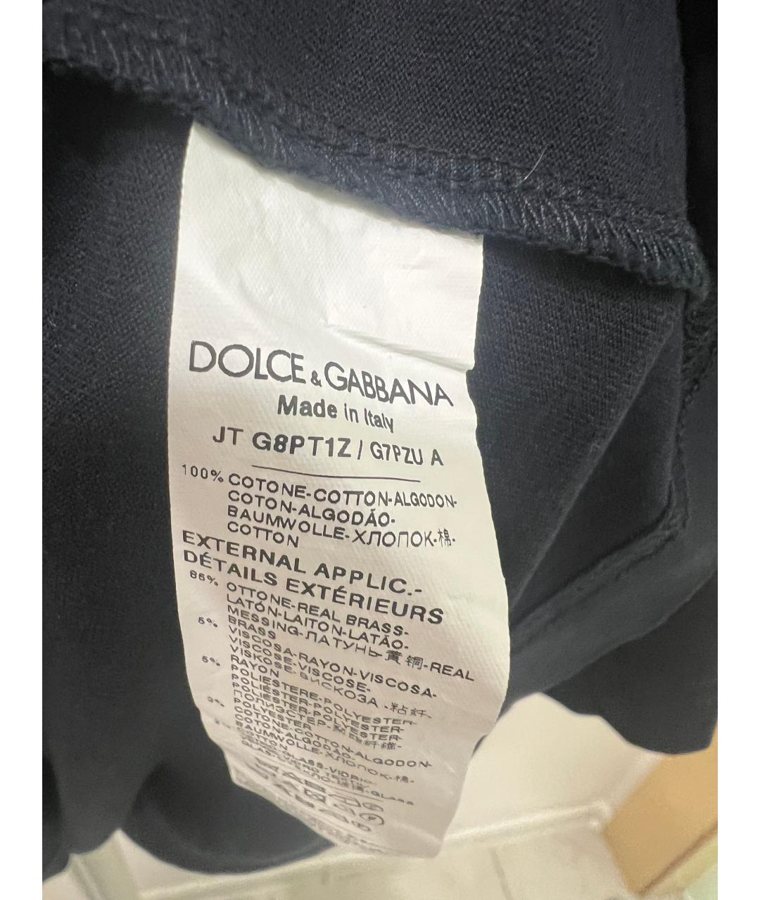 DOLCE&GABBANA Черная хлопковая футболка, фото 4