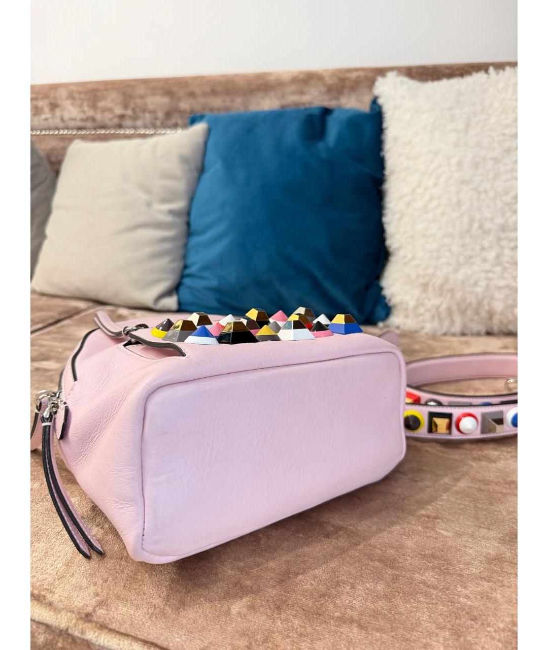 FENDI Розовая кожаная сумка тоут, фото 6