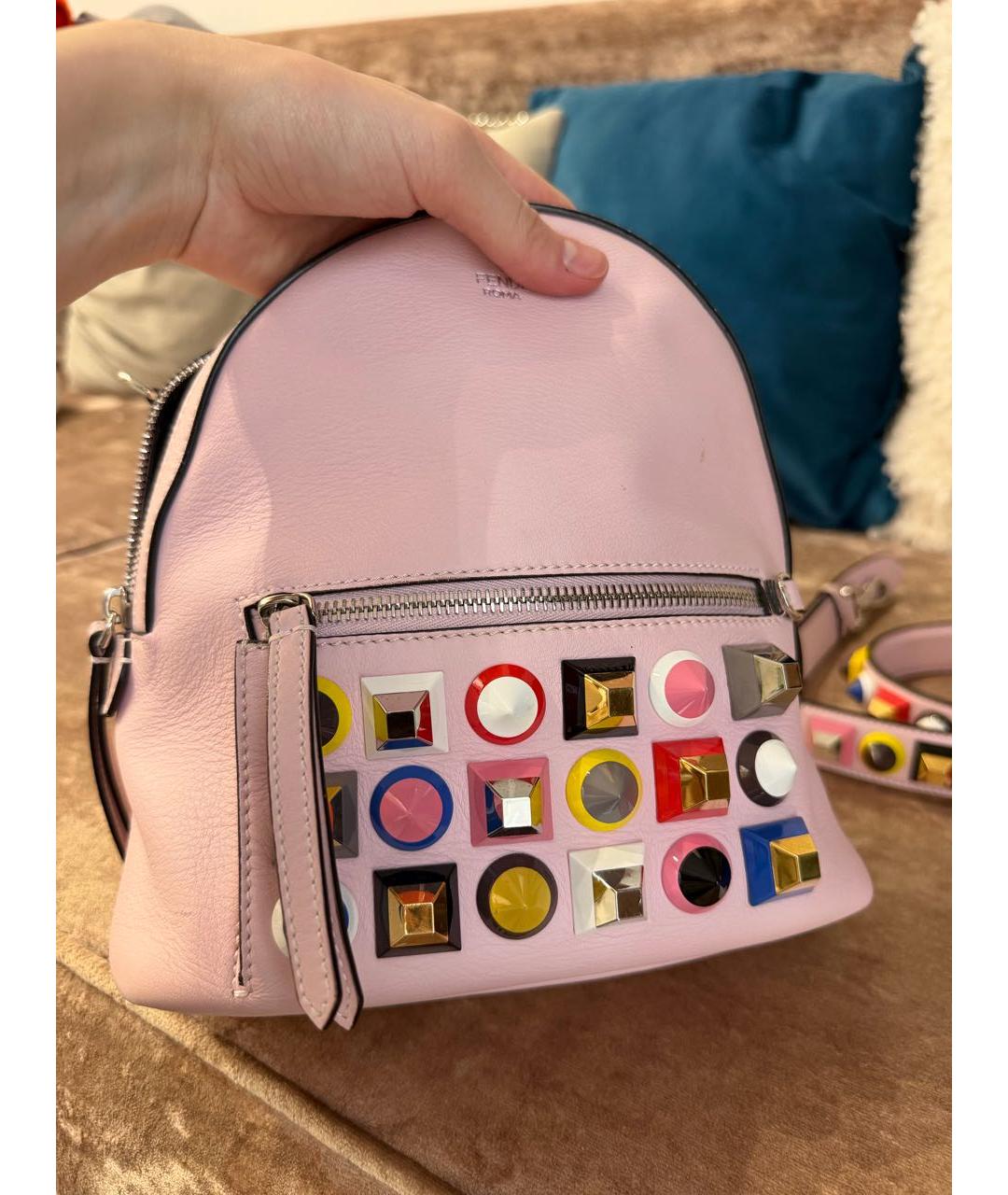 FENDI Розовая кожаная сумка тоут, фото 7