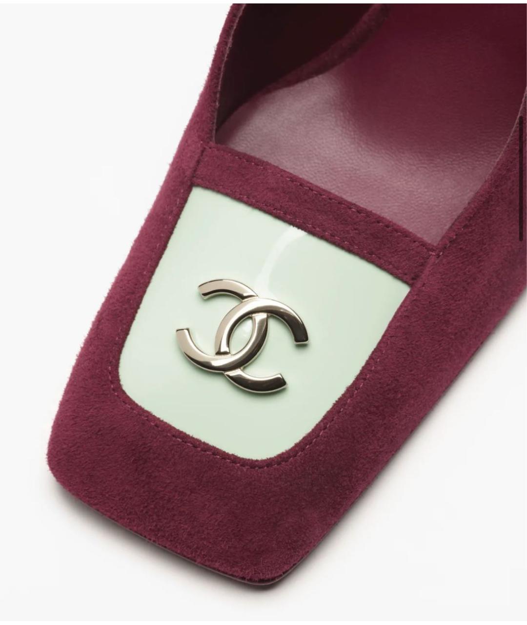 CHANEL Бордовые замшевые туфли, фото 4