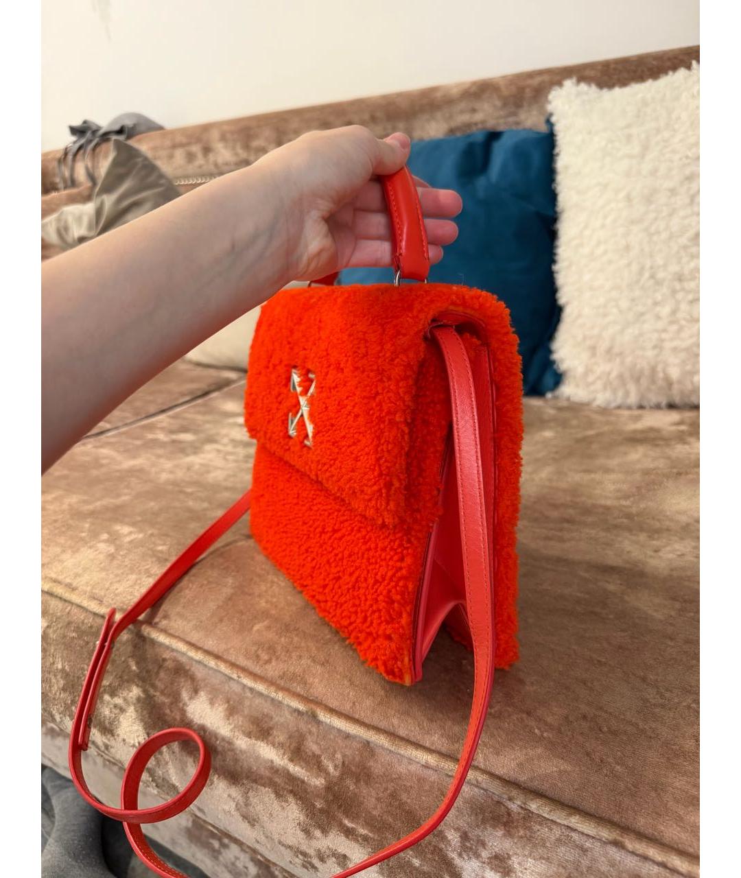 OFF-WHITE Оранжевая меховая сумка через плечо, фото 2