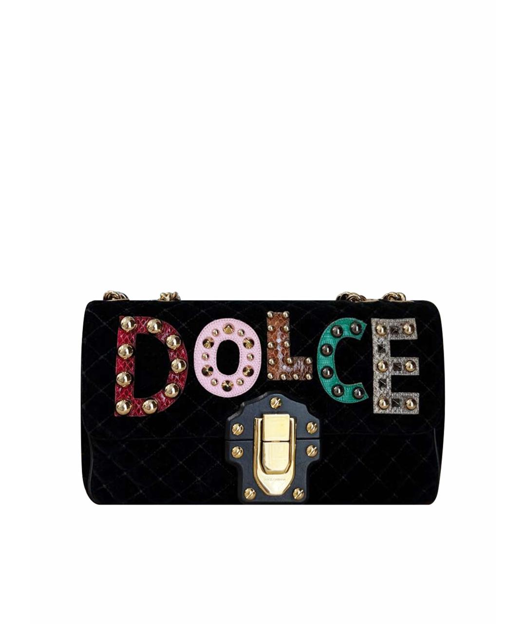 DOLCE&GABBANA Черная бархатная сумка тоут, фото 1