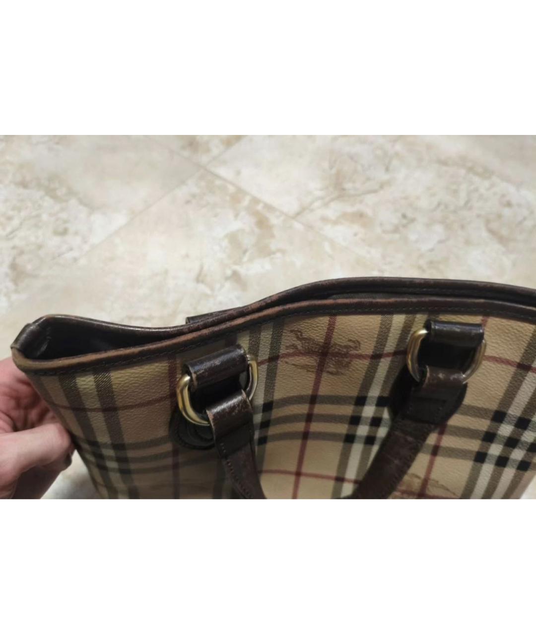 BURBERRY Бежевая сумка с короткими ручками из искусственной кожи, фото 2