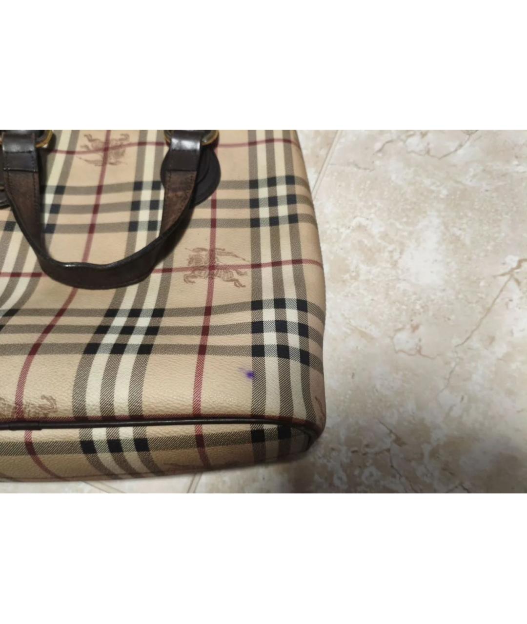 BURBERRY Бежевая сумка с короткими ручками из искусственной кожи, фото 8