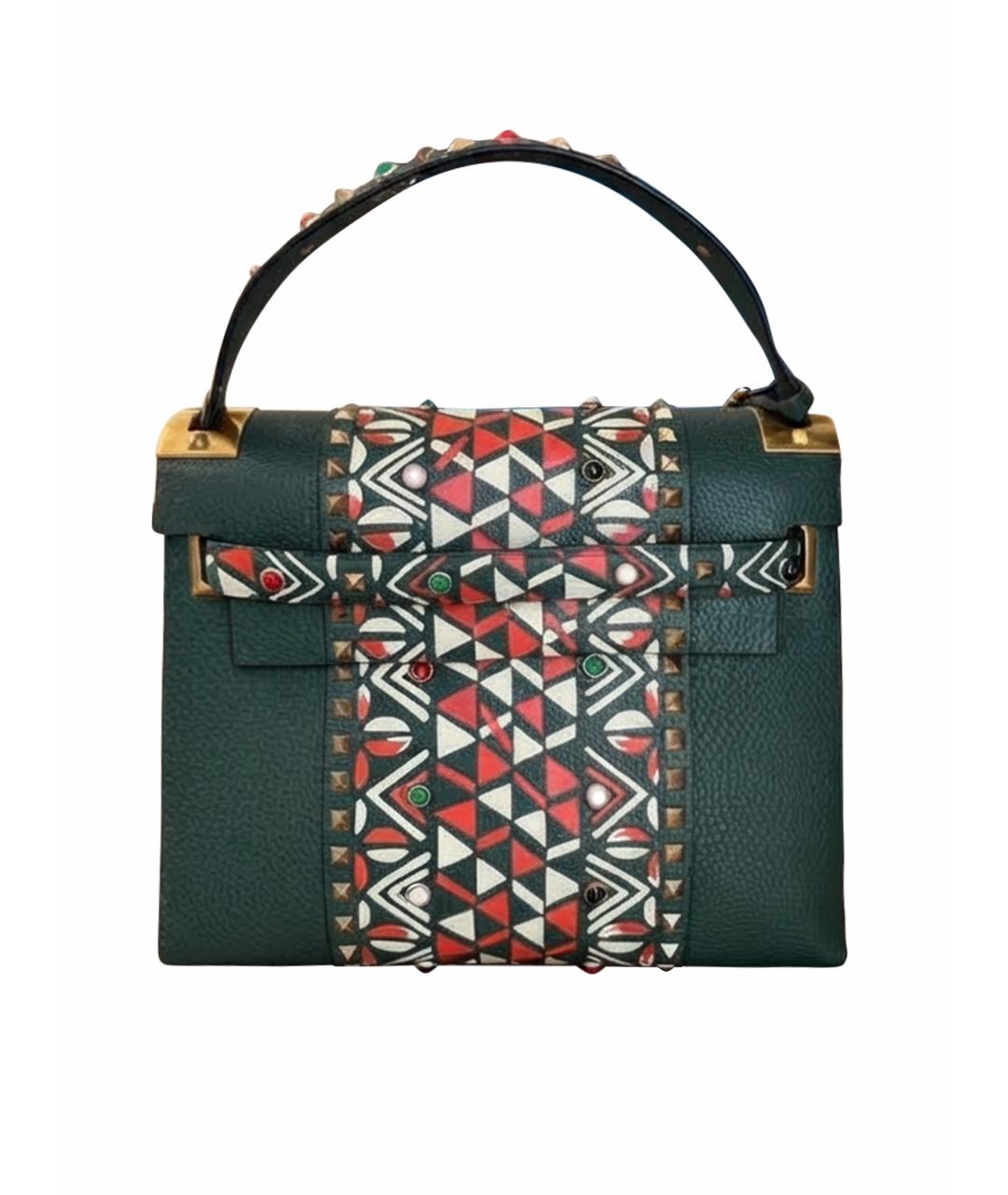 VALENTINO Зеленая кожаная сумка тоут, фото 9