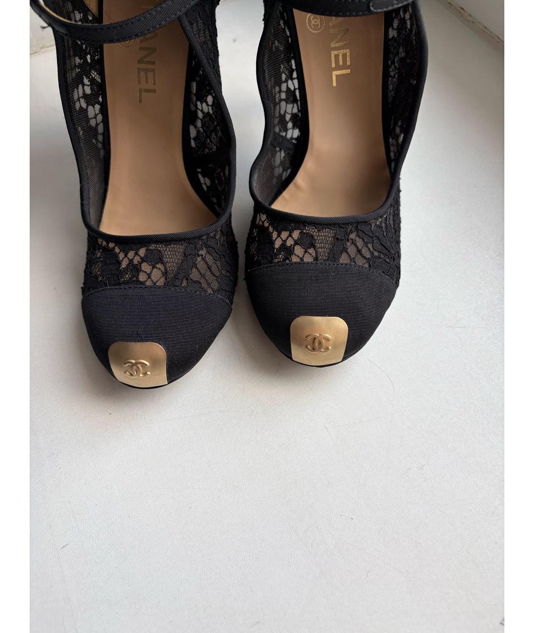CHANEL Черные текстильные туфли, фото 4