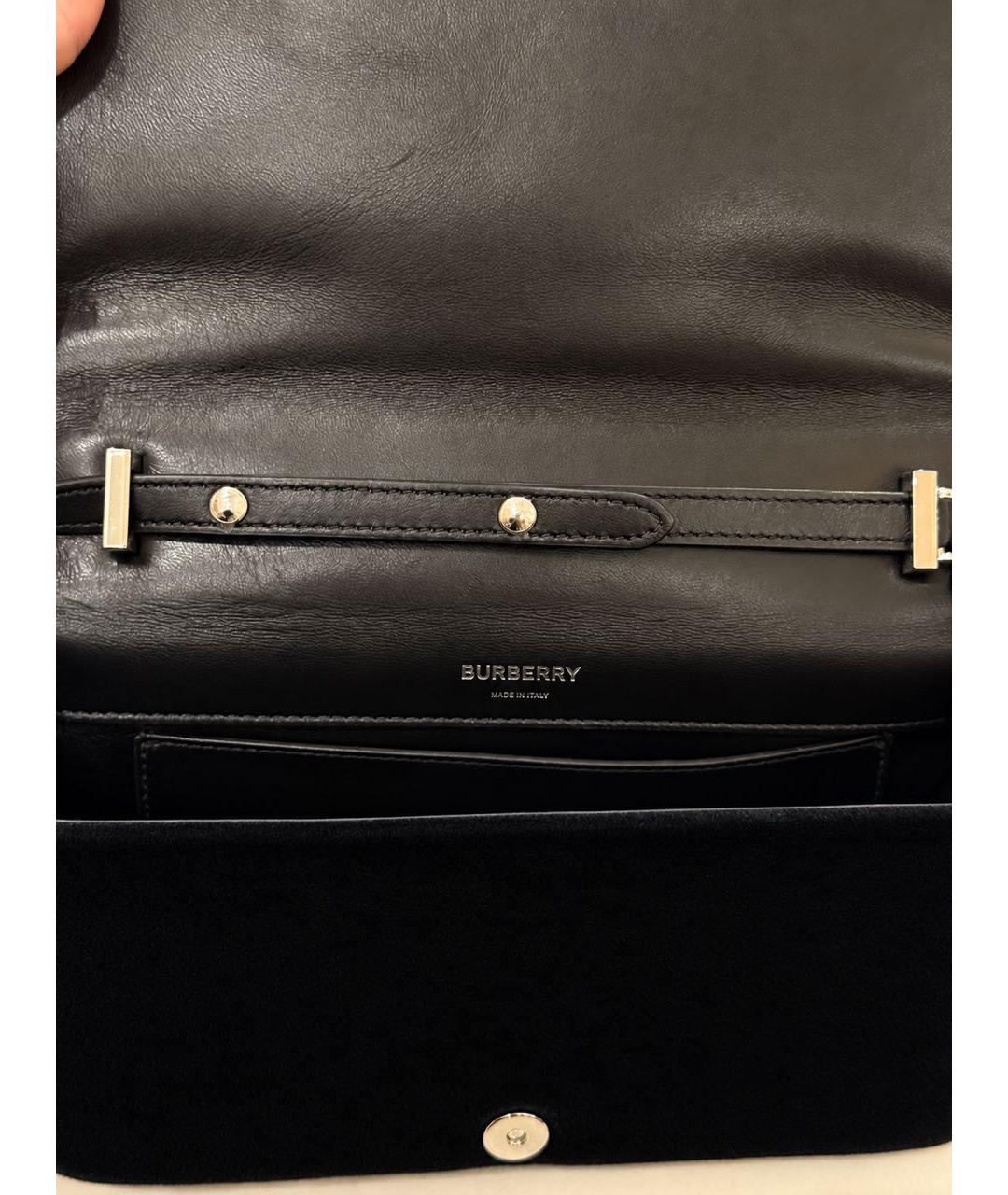 BURBERRY Черная бархатная сумка с короткими ручками, фото 4