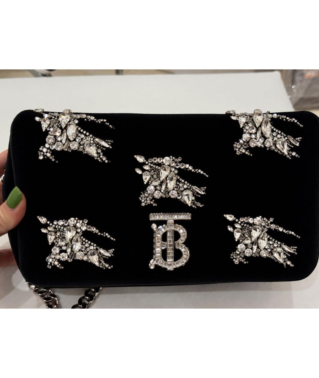 BURBERRY Черная бархатная сумка с короткими ручками, фото 2