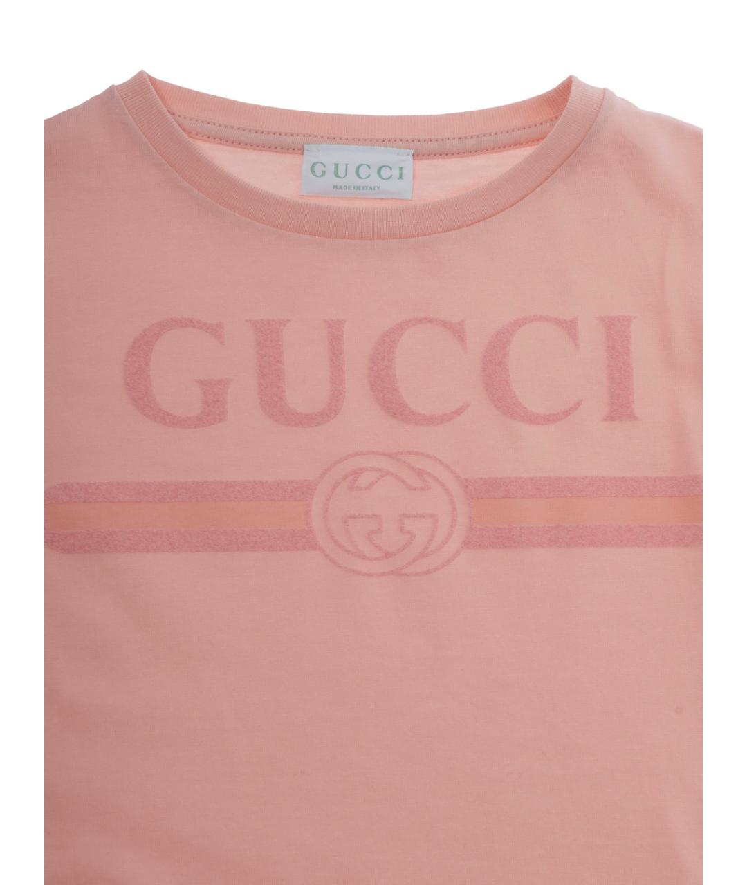 GUCCI Розовая хлопковая детская футболка, фото 3
