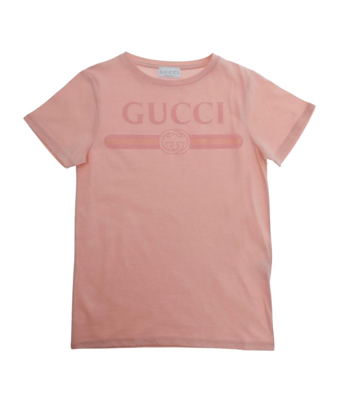 GUCCI Розовая хлопковая детская футболка, фото 1