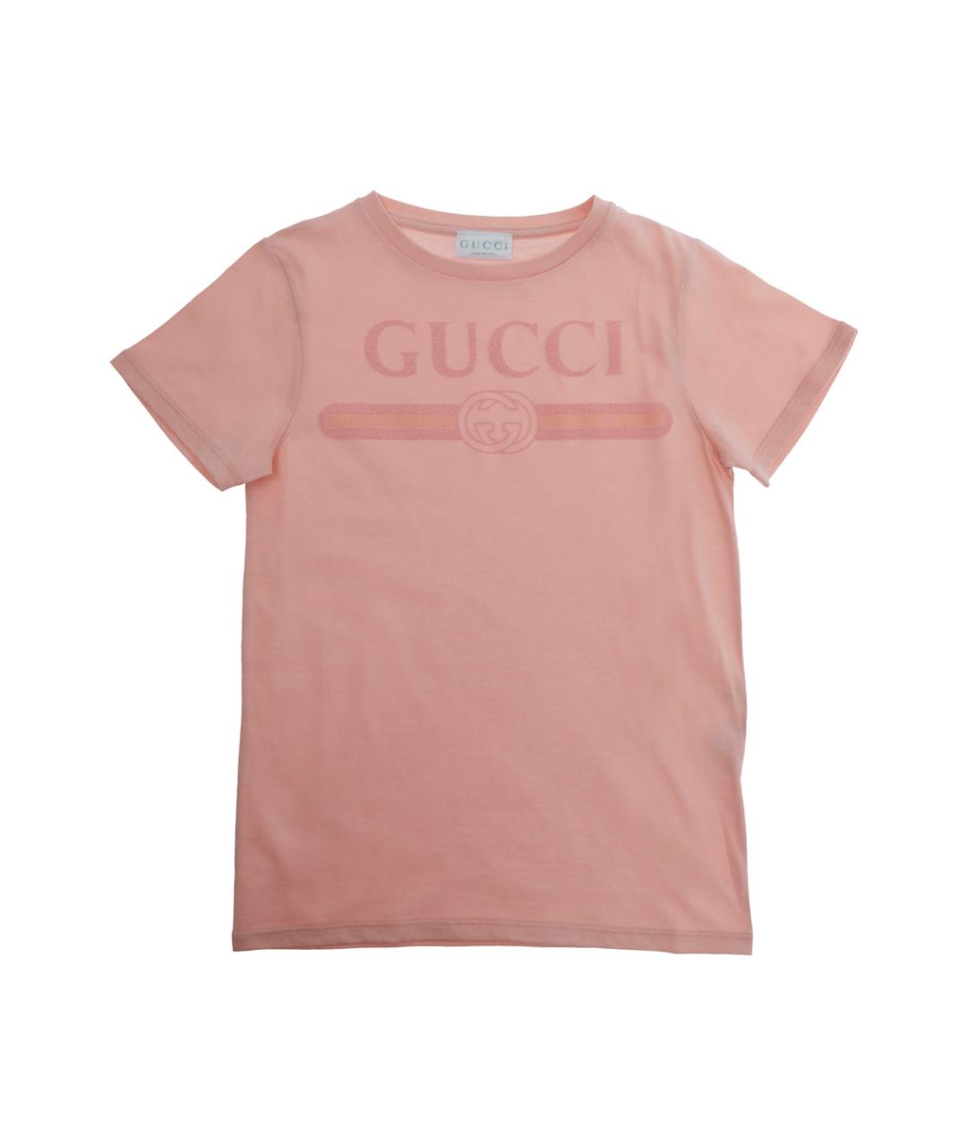 GUCCI Розовая хлопковая детская футболка, фото 4