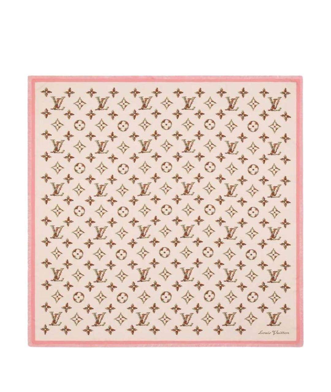 LOUIS VUITTON Бежевый шелковый платок, фото 1
