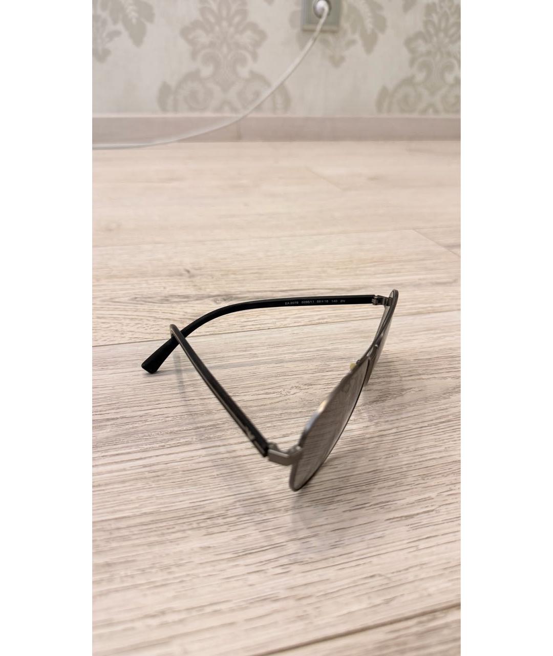 EMPORIO ARMANI Антрацитовые металлические солнцезащитные очки, фото 3