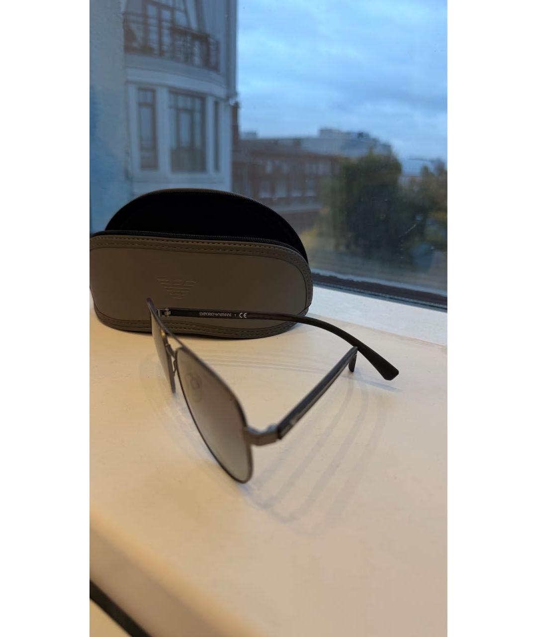EMPORIO ARMANI Антрацитовые металлические солнцезащитные очки, фото 6
