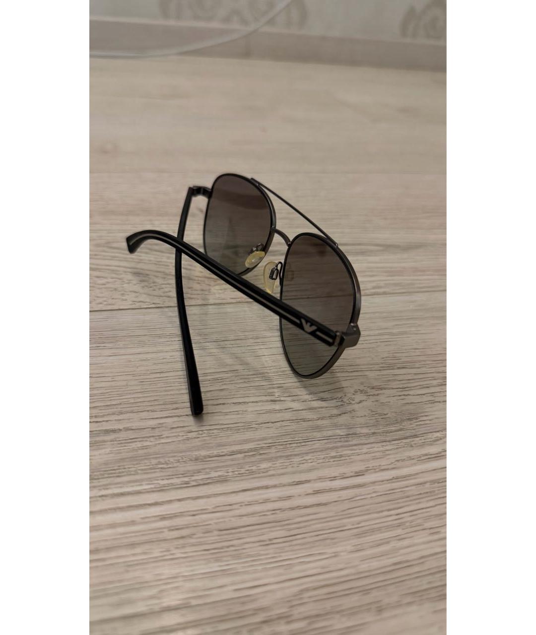 EMPORIO ARMANI Антрацитовые металлические солнцезащитные очки, фото 2