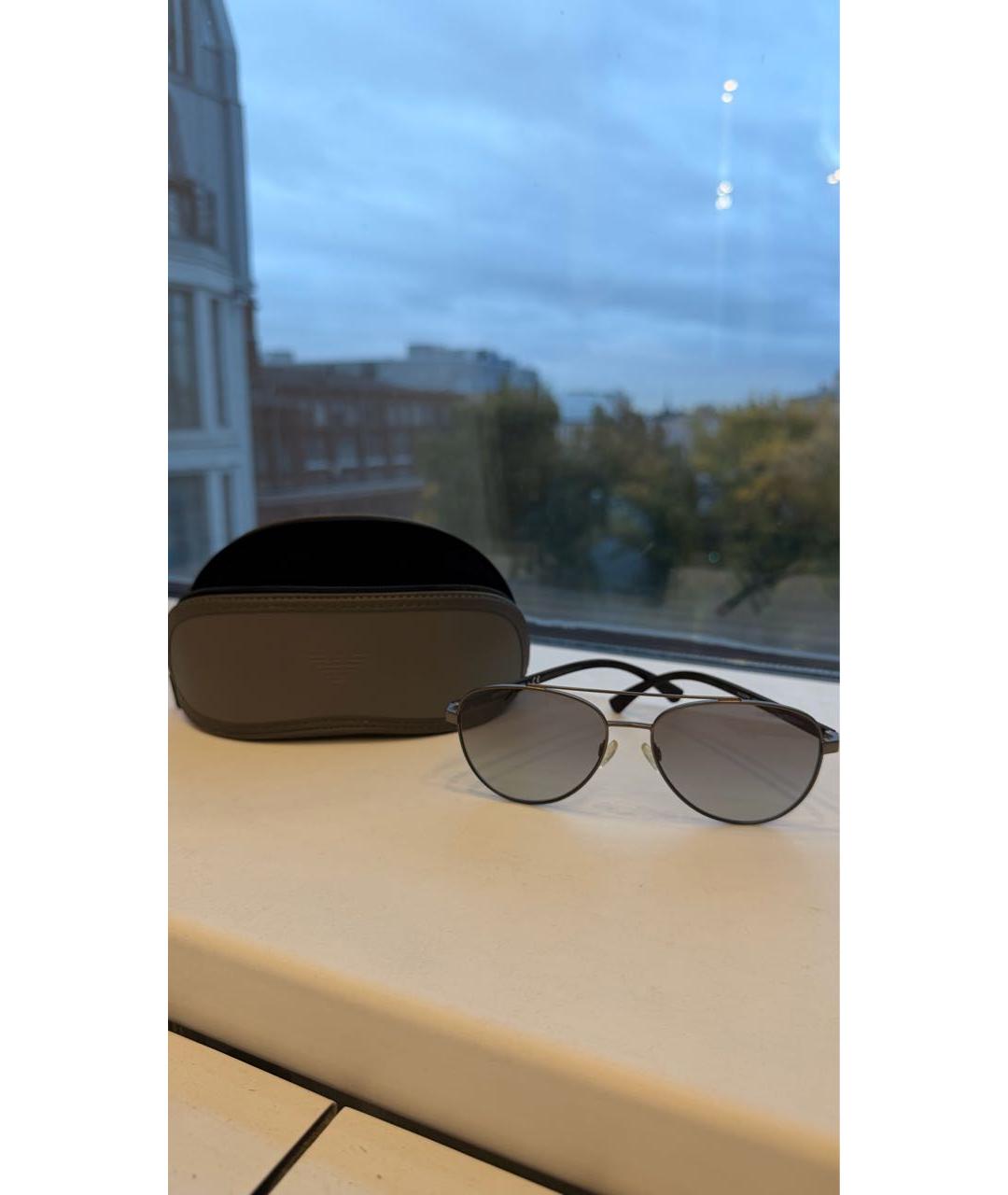 EMPORIO ARMANI Антрацитовые металлические солнцезащитные очки, фото 5
