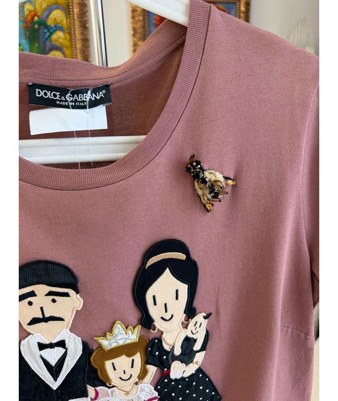 DOLCE&GABBANA Розовая хлопковая футболка, фото 4