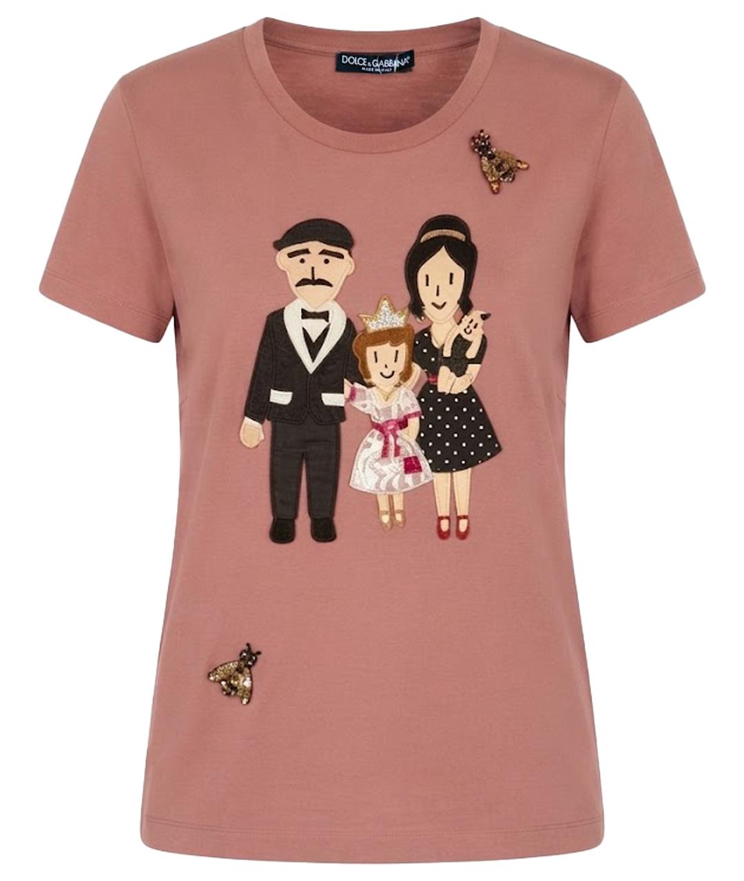 DOLCE&GABBANA Розовая хлопковая футболка, фото 1
