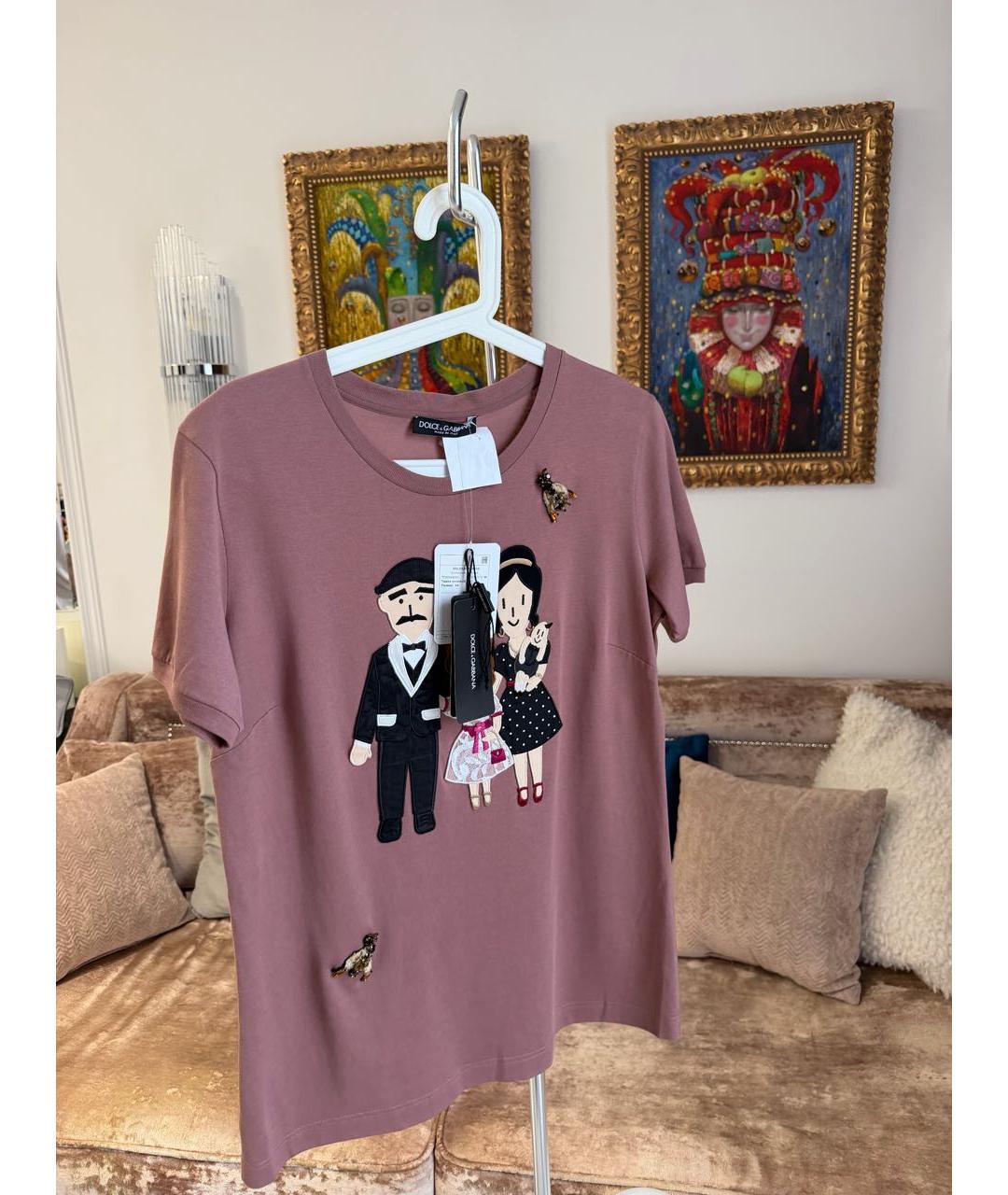 DOLCE&GABBANA Розовая хлопковая футболка, фото 3