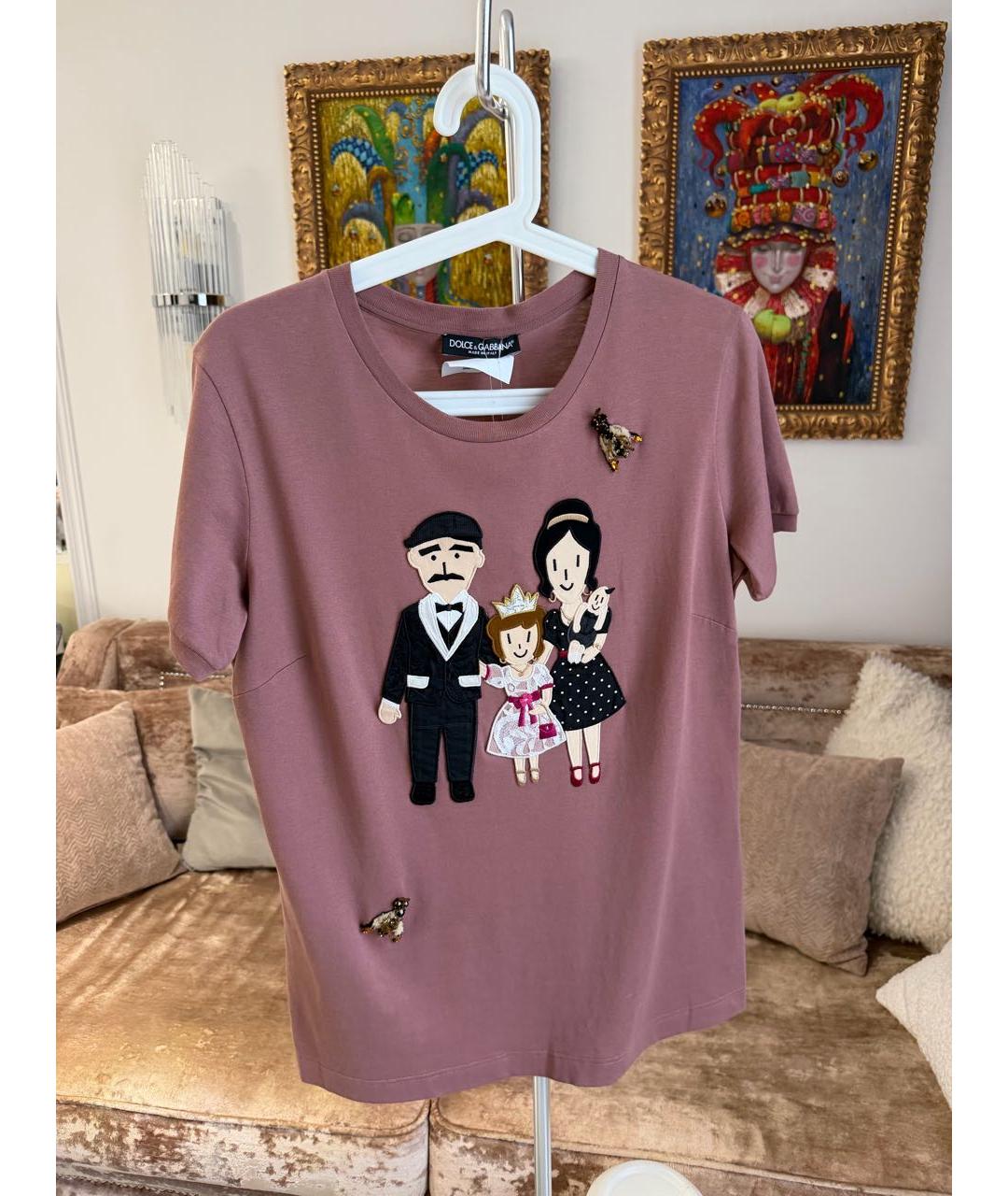 DOLCE&GABBANA Розовая хлопковая футболка, фото 7