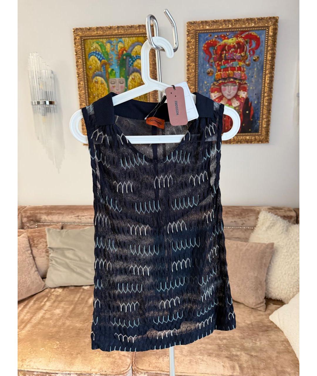 MISSONI Темно-синяя вискозная майка, фото 2