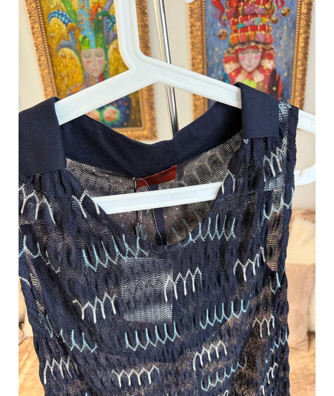 MISSONI Темно-синяя вискозная майка, фото 3