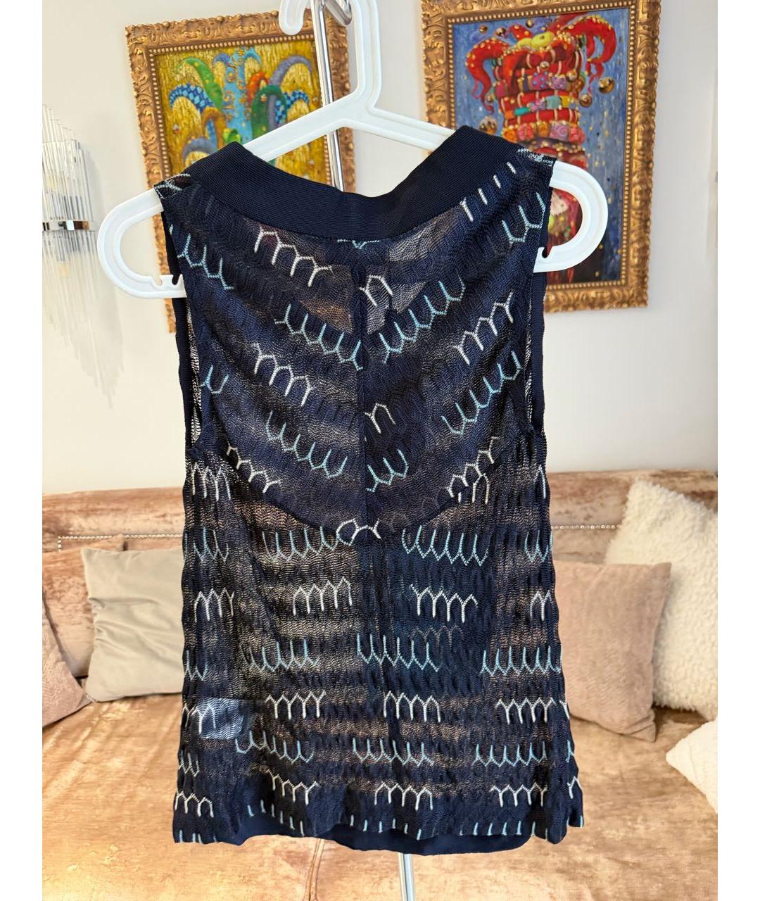 MISSONI Темно-синяя вискозная майка, фото 4