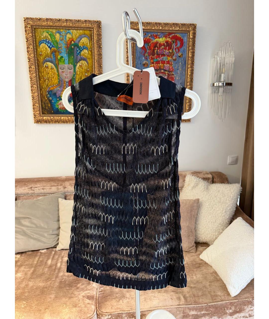 MISSONI Темно-синяя вискозная майка, фото 7