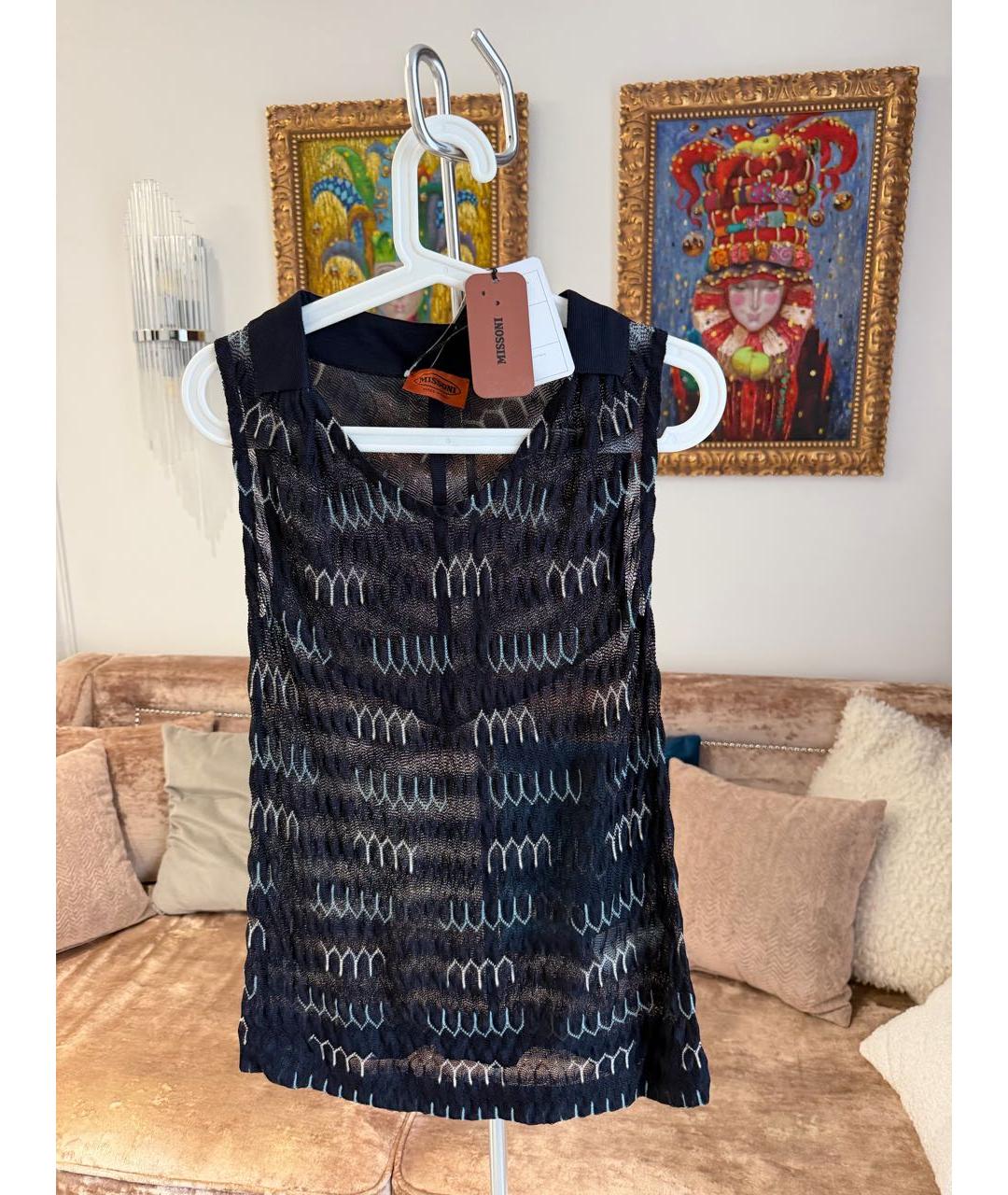 MISSONI Темно-синяя вискозная майка, фото 9