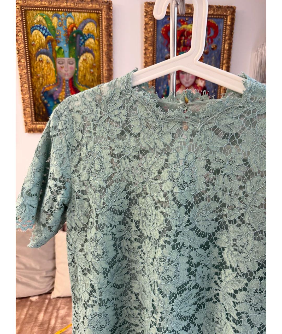 VALENTINO Бирюзовое кружевное коктейльное платье, фото 2