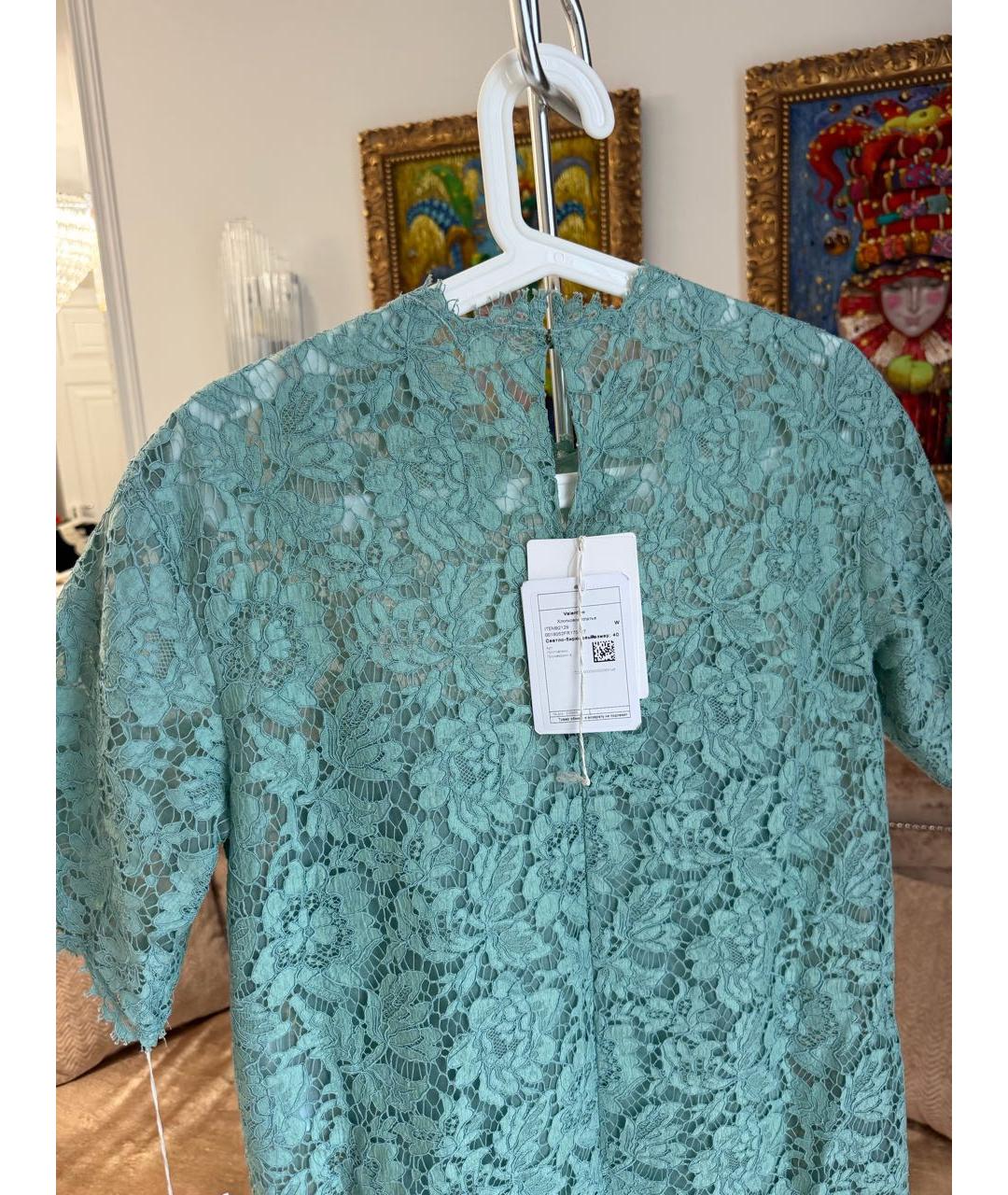 VALENTINO Бирюзовое кружевное коктейльное платье, фото 5