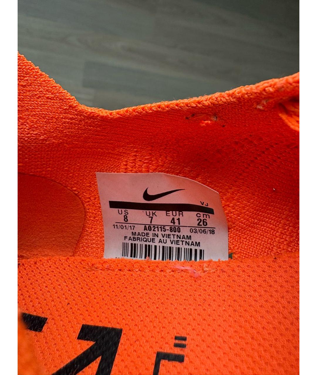 NIKE X OFF-WHITE Оранжевые текстильные низкие кроссовки / кеды, фото 8