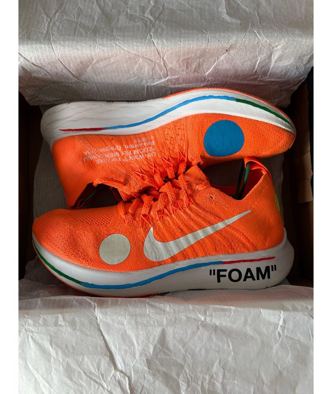 NIKE X OFF-WHITE Оранжевые текстильные низкие кроссовки / кеды, фото 2