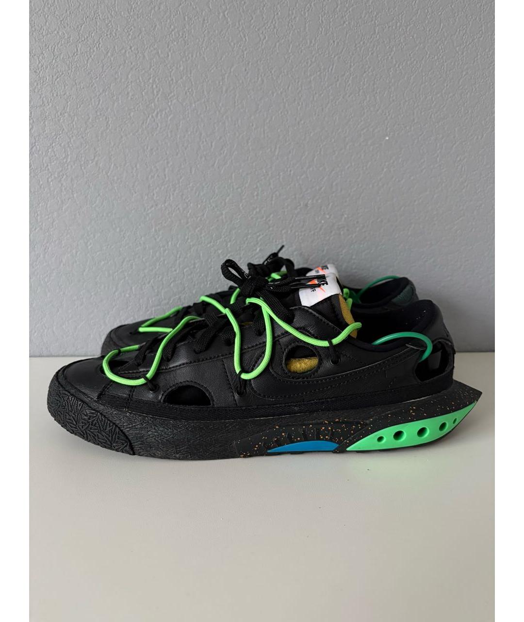 NIKE X OFF-WHITE Черные кожаные низкие кроссовки / кеды, фото 3