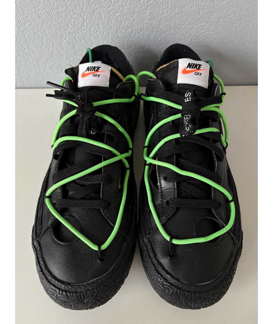 NIKE X OFF-WHITE Черные кожаные низкие кроссовки / кеды, фото 5