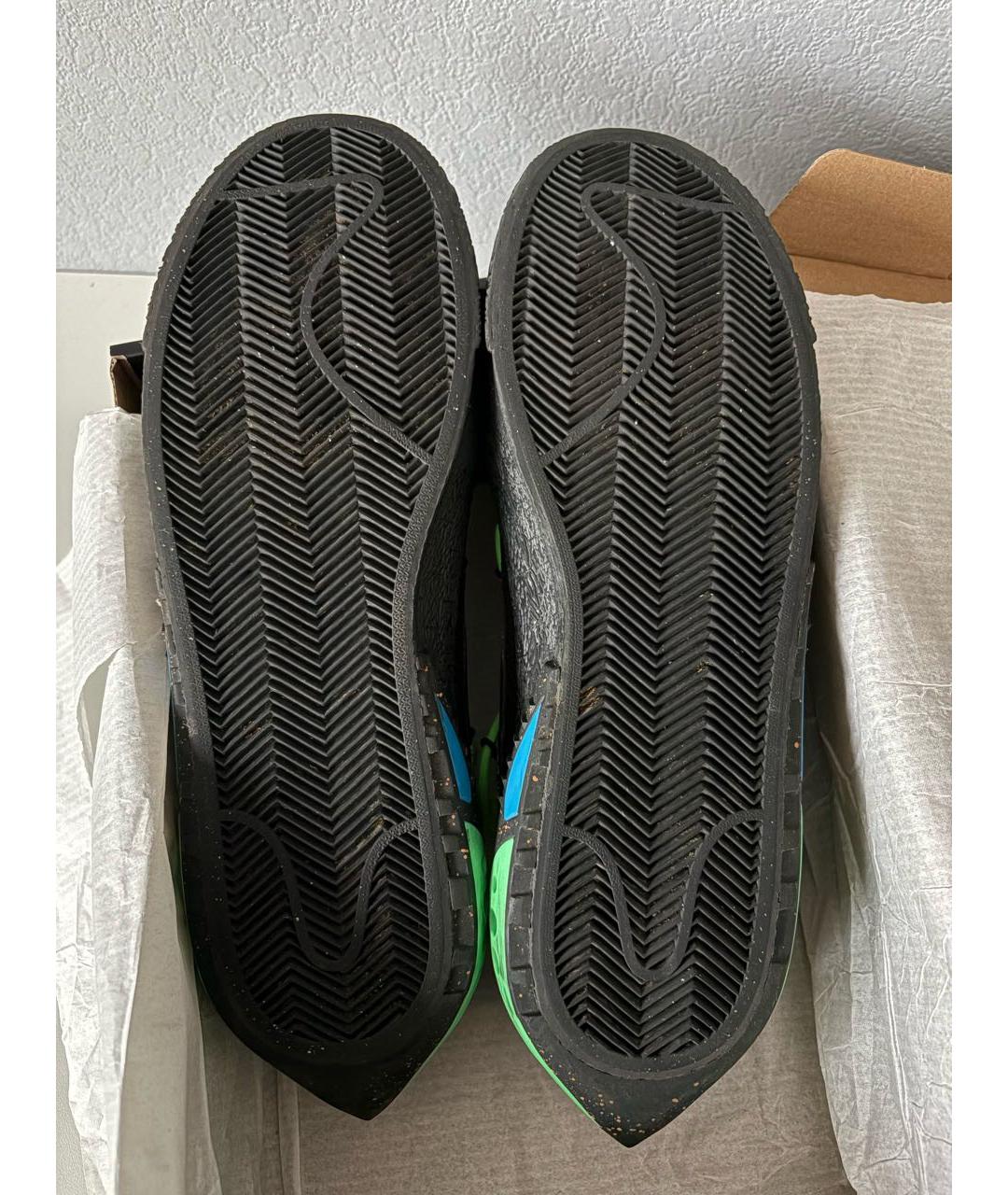 NIKE X OFF-WHITE Черные кожаные низкие кроссовки / кеды, фото 7