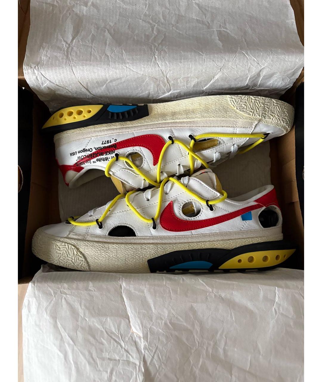 NIKE X OFF-WHITE Белые кожаные низкие кроссовки / кеды, фото 2
