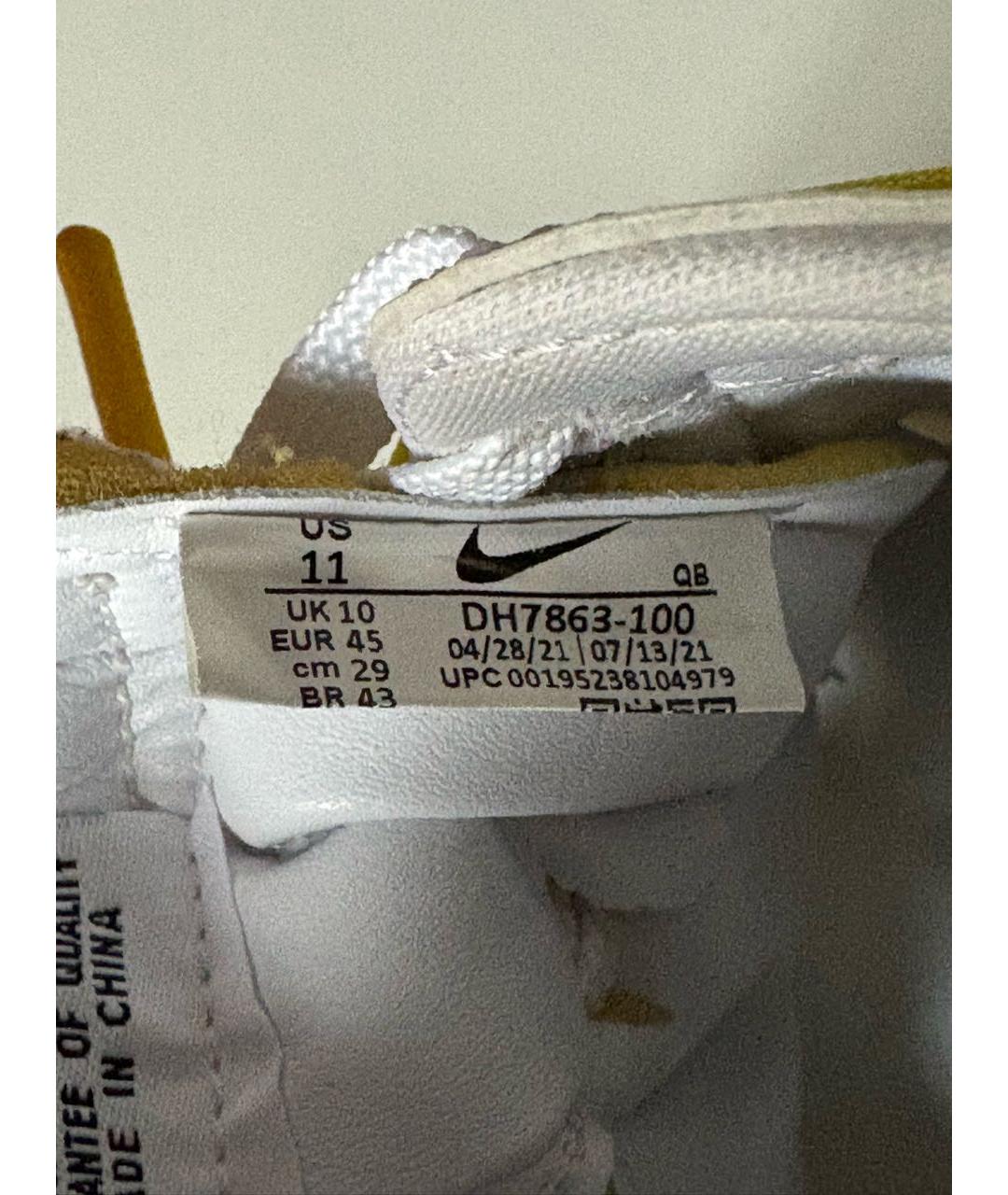 NIKE X OFF-WHITE Белые кожаные низкие кроссовки / кеды, фото 8