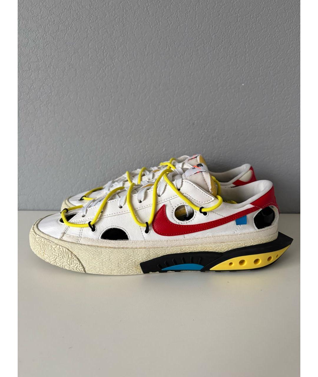 NIKE X OFF-WHITE Белые кожаные низкие кроссовки / кеды, фото 3
