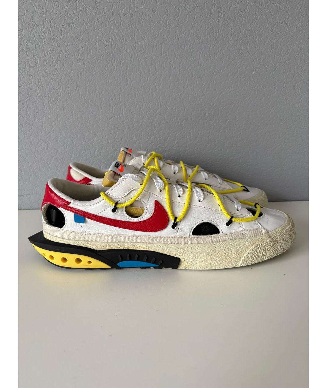NIKE X OFF-WHITE Белые кожаные низкие кроссовки / кеды, фото 4