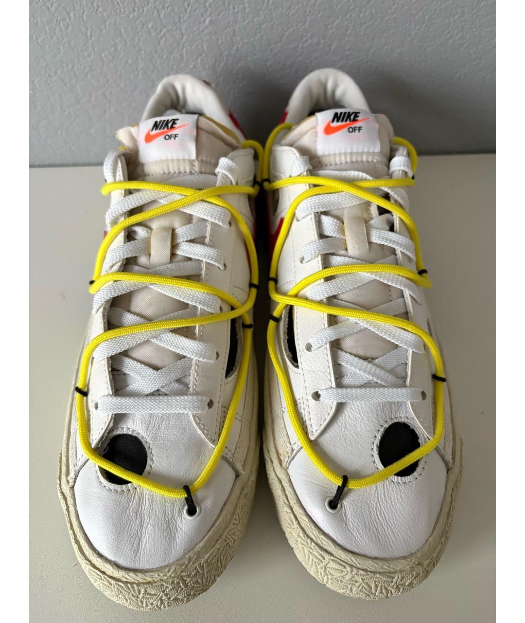 NIKE X OFF-WHITE Белые кожаные низкие кроссовки / кеды, фото 5